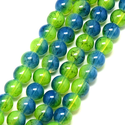 Baking Paint Glass Beads Strands X-DGLA-Q023-8mm-DB63-1