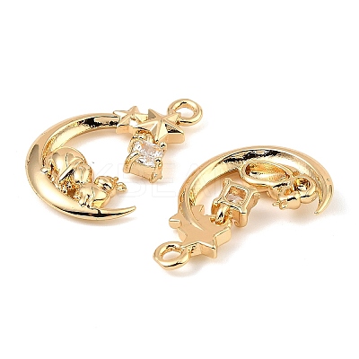 Brass Micro Pave Cubic Zirconia Pendants KK-C155-19G-03-1