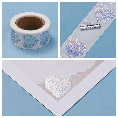 Heart Shaped Laser Stickers Roll LS-DIY-K027-G01-1