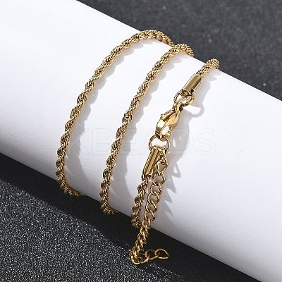 10Pcs 2MM 304 Stainless Steel Rope Chain Necklaces NJEW-G203-08G-1
