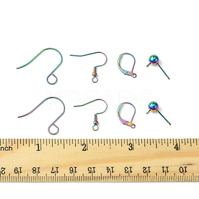 32Pcs 4 Styles Stainless Steel French Earring Hooks & Leverback Earring Findings & Ball Stud Earring Post & Earring Hooks Findings Kits STAS-FS0001-62-1