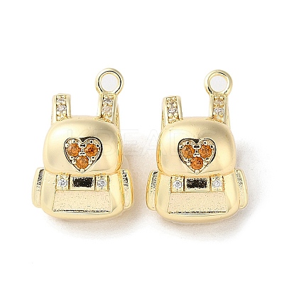 Brass Micro Pave Cubic Zirconia Pendants KK-F862-15G-1