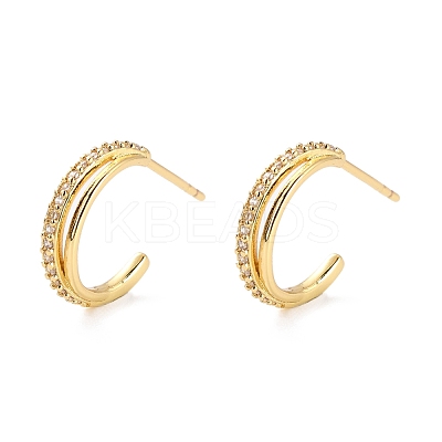 Sparkling Half Hoop Cubic Zirconia Earrings EJEW-C002-01G-RS-1