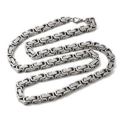 Non-Tarnish 201 Stainless Steel Byzantine Chain Necklaces NJEW-V0292-07-1