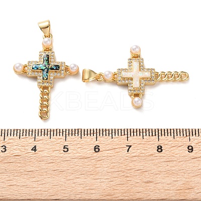 BBrass Micro Pave Clear Cubic Zirconia Pendants KK-S048-02G-1