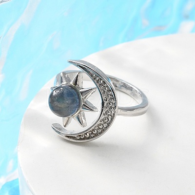 Natural Labradorite Finger Rings RJEW-E067-04P-1
