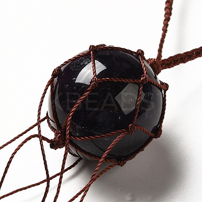 Natural Amethyst Round Pendant Decorations G-G997-A05-1