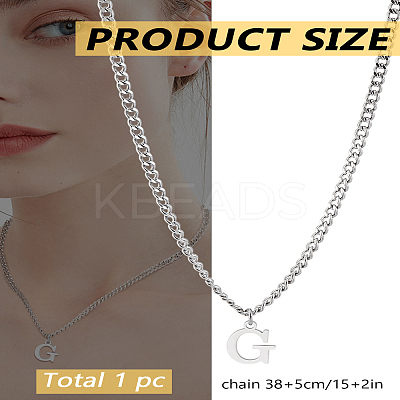 1Pc 304 Stainless Steel Letter Pendant Necklaces NJEW-LP0001-33G-P-1