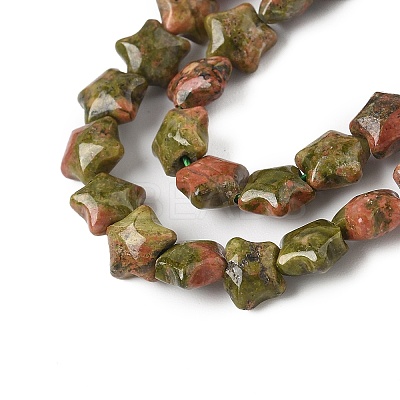 Natural Unakite Star Beads Strands G-Z080-A11-1
