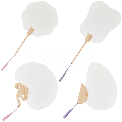 4Pcs 4 Styles Paper Fans AJEW-GF0011-45A-1