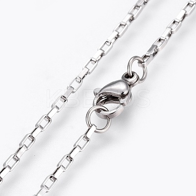Non-Tarnish 304 Stainless Steel Box Chain Necklaces NJEW-F248-22A-P-1