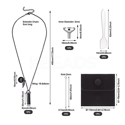 1Pc Word 304 Stainless Steel Column Urn Ashes Necklace DIY-TA0010-07B-1