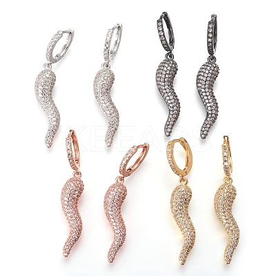 Brass Cubic Zirconia Hoop Earrings EJEW-O084-15-1