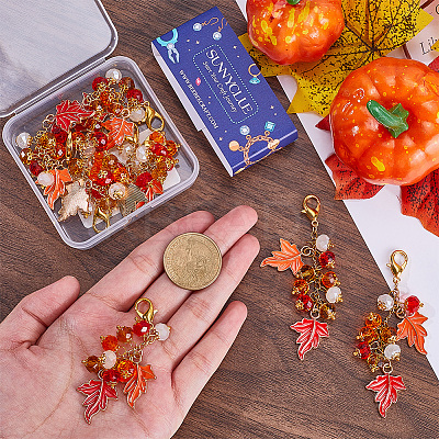 8Pcs Thanksgiving Day Alloy & Acrylic Pendant Decorations HJEW-SC0001-76C-1
