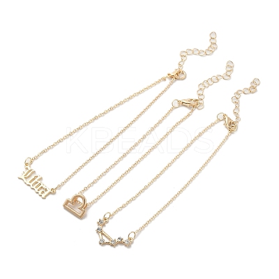3Pcs Alloy Rhinestones Anklets LS-AJEW-S083-01G-11-1