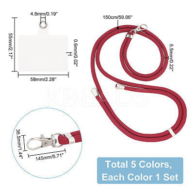 5 Sets 5 Colors Adjustable Nylon Phone Lanyards for Around The Neck AJEW-GA0005-50-1
