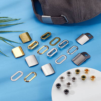 40 Bags 5 Colors Iron & Brass Peaked Cap Adjuster Kits FIND-GA0007-45-1