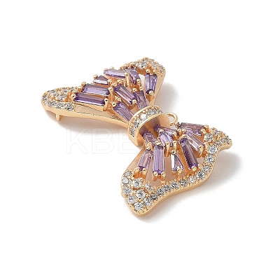 Brass Micro Pave Cubic Zirconia Pendants with Glass KK-U052-27G-02-1