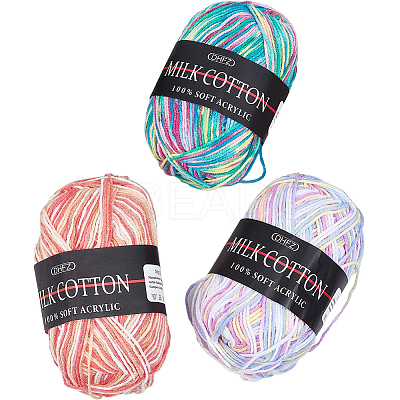 3 Rolls 3 Colors 3-Ply Crochet Yarn OCOR-GF0002-46-1