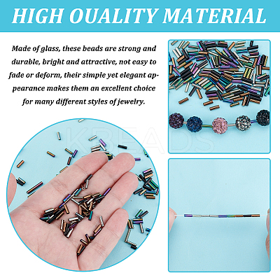 1400Pcs 7 Colors Glass Bugle Beads SEED-PH0002-14-1