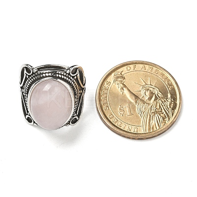 Natural Rose Quartz Adjustable Rings X-RJEW-I108-02AS-03-1