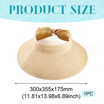 1Pc Women Straw Floppy Wide Brim Sun Hat AJEW-TA0002-59A-1