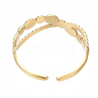 304 Stainless Steel Criss Cross Open Cuff Ring RJEW-T023-71G-1