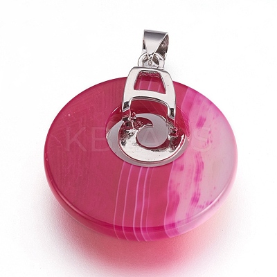 Natural Banded Agate Pendants KK-F751-D17-1