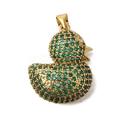 Rack Plating Brass Micro Pave Cubic Zirconia Pendants ZIRC-F142-01G-02-1