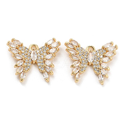 Brass Micro Cubic Zirconia Pendants KK-Q789-25G-1
