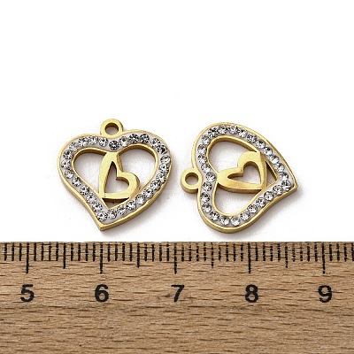 304 Stainless Steel Clay Rhinestone Pendants STAS-P406-17B-G-1