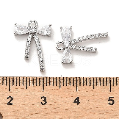 Brass Micro Pave Clear Cubic Zirconia Pendants KK-C054-23P-1
