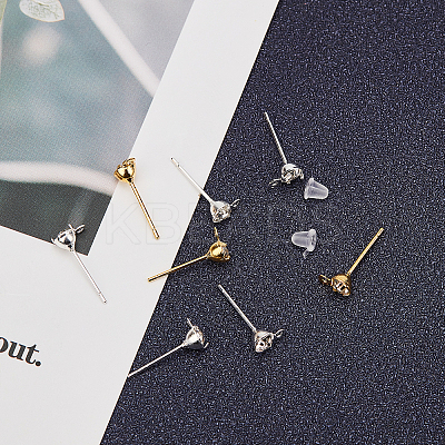 Brass Post Earring Findings KK-SC0001-61-1
