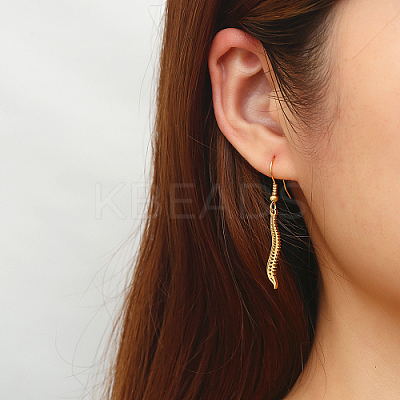 304 Stainless Steel Spine Dangle Earrings WC7930-2-1