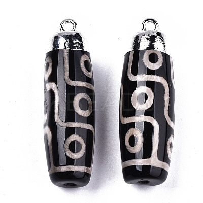 Tibetan Style 9-EyedZi Pendants G-T131-92A-1