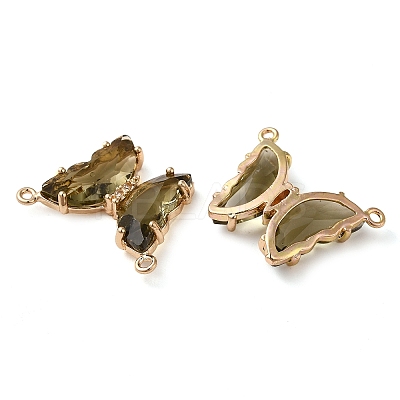 Brass Pave Faceted Glass Connector Charms FIND-Z020-03D-1