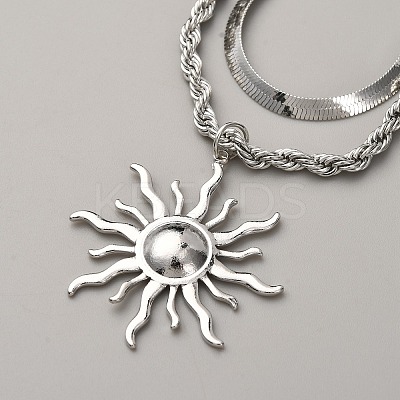 Titanium Alloy Sun Pendant Double Layer Necklaces NJEW-WH0001-38P-1