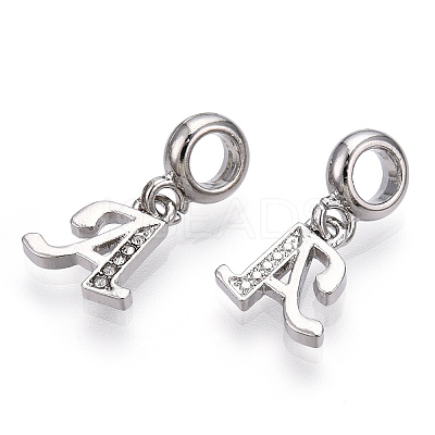 Platinum Rack Plating Alloy Rhinestone European Dangle Charms PALLOY-T048-36P-A-1