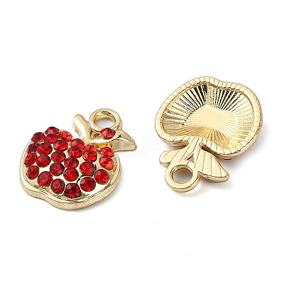 Golden Rack Plating Alloy Rhinestone Pendants PALLOY-F308-22G-01-1
