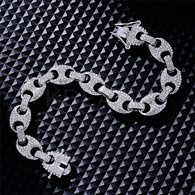 Hip-hop Alloy Micro Pave Cubic Zirconia Link Chain Bracelets for Women KD4183-2-1