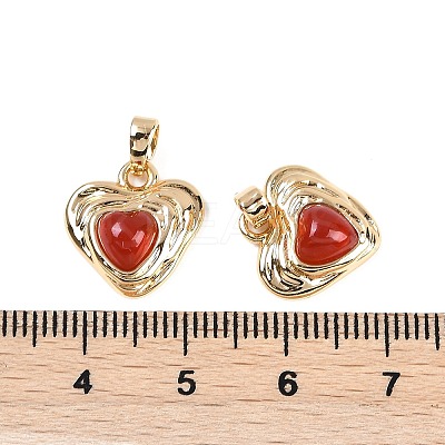 Natural Carnelian(Dyed & Heated) Heart Charms KK-U043-51G-01-1