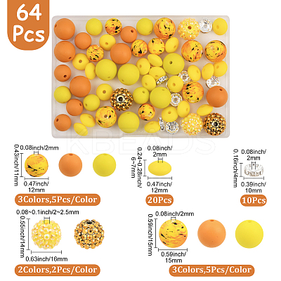 64Pcs Round & Rondelle Food Grade Eco-Friendly Silicone Beads SIL-SP0001-19F-1