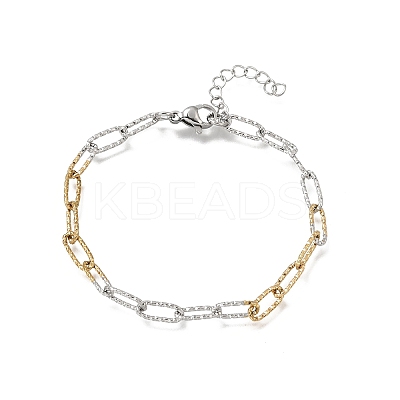 4MM Two Tone 304 Stainless Steel Textured Paperclip Chain Bracelets for Man and Women SA-CBAB767-08GP-1