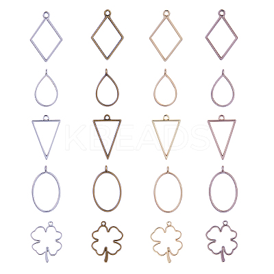 Matte Style Rack Plating Alloy Open Back Bezel Pendants PALLOY-OC0001-45-1