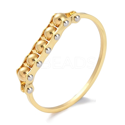PVD Vacuum Plating Round Beaded 304 Stainless Steel Bangles BJEW-G700-08G-1