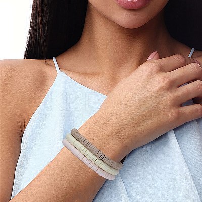 Polymer Clay Heishi Surfer Stretch Bracelets Set BJEW-SW00127-1