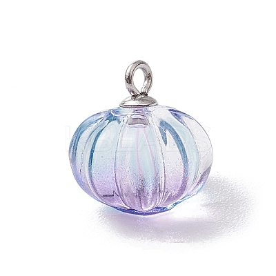 Transparent Spray Paint Glass Pendants PALLOY-JF03496-02-1