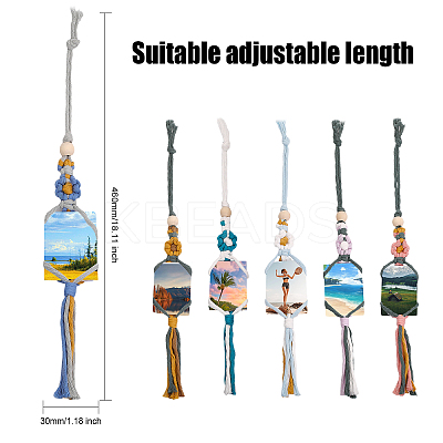 6Pcs 6 Colors Flower Cotton Braided Photo Holder Pendant Decorations HJEW-GL0001-12-1