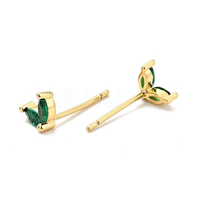 Cubic Zirconia Oval Stud Earrings EJEW-G297-13G-02-1