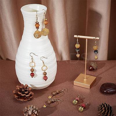 Wood Beads Dangle Earrings DIY Making Kit DIY-SC0017-64-1